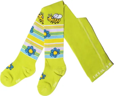 Produktbild von Kinderstrumpfhosen für Mädchen Kleine Biene Zitronengrün Größe 98-104