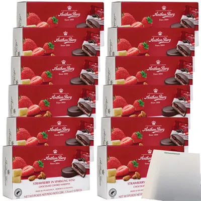 Produktbild von A.Berg Schokolade Erdbeere in Schaumwein VPE (12x220g Packung) + usy Block