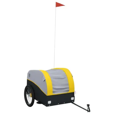 Image de vidaXL Remorque vélo noir et jaune 45 kg Fer