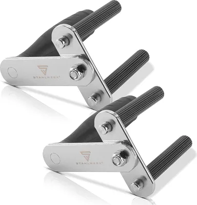 Produktbild von STAHLWERK Plattentragehilfe 2er Set, rutschfester Tragegriff, Edelstahl, Kunststoff, Gummi, Klemmbereich 45 mm, Gewicht 452 g, hochbelastbar, für Industrie, Handwerk & DIY