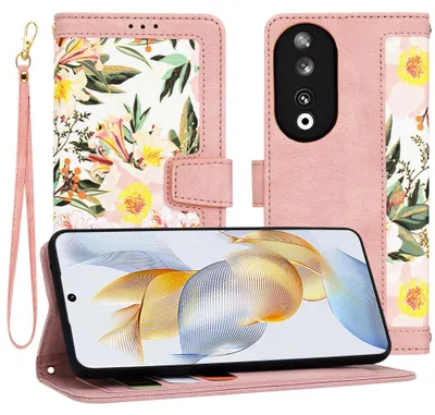 Produktbild von Techsuit FlipCraft Book Wallet Klapphülle mit Kabel für HONOR 90 - Sweetheart Pink