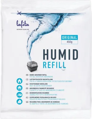 Produktbild von 1x Lafita Luftentfeuchter Nachfüllung - 450 Gramm - Duftneutral - Granulat - Feuchtigkeit Absorber Nachfüllpack