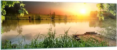 Produktbild von Bilder auf glas - Brücke See - 140x50cm - Glasbilder - Wandbilder - Bilder - Kunstdruck - zum Aufhängen bereit - Wanddekoration aus Glas - Glas Bilder - Wandbild auf Glas - Einteilig - GAB140x50-3914