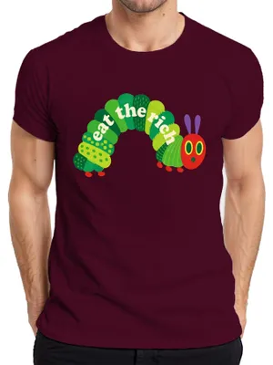 Produktbild von Eat The Rich Raupe Hungrig Nimmersatt Parodie Statement Sarkasmus Herren T-Shirt, Burgundy, L