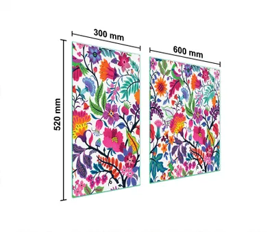 Immagine prodotto di Piastre copri fornelli 2 pezzi 90x52 Vetroceramica copri piano cottura tagliere in vetro fiori colorati