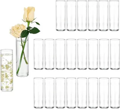 Produktbild von Glanzvolle Tischdekoration: 24 kleine Kristall-Blumentöpfe für Hochzeit, Feier und Geburtstag - 15 cm Kristall-Flaschenformige Blumenvasen für Spektakel und Festes