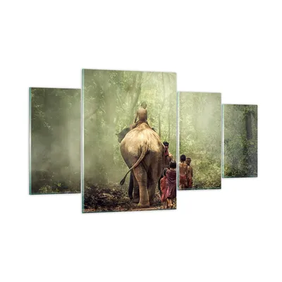 Produktbild von Bilder auf glas - Elefant Dschungel Nebel - 160x90cm - Glasbilder - Wandbilder - Kunstdruck - zum Aufhängen bereit - Wanddekoration aus Glas - Glas Bilder - Wandbild auf Glas - GDL160x90-3438
