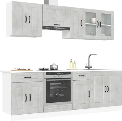 Produktbild von Hochwertig 8-tlg. Küchenschrank-Set Kalmar Betongrau Holzwerkstoff 3314825