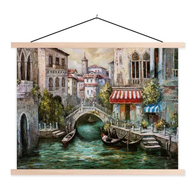 Produktbild von MuchoWow® Textilposter Gemälde - Öl - Wasser - Graben - Italien 120x90 cm mit holzfarbenen Rahmen - Magnetisch