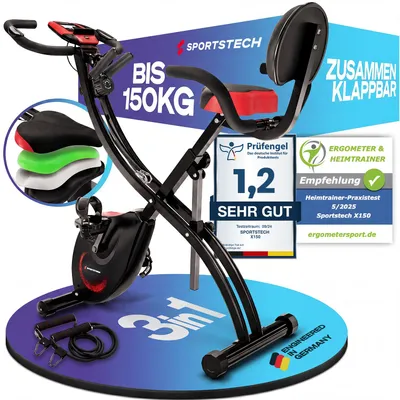 Produktbild von Sportstech X150 Heimtrainer 3in1 Ergometer Fahrrad klappbar