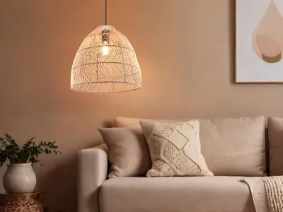 Produktbild von Pendelleuchte 1 flammig Lampenschirm Korbgeflecht Rattan