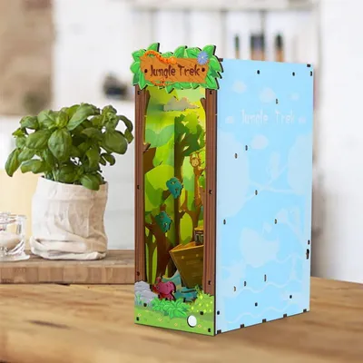 Produktbild von DIY Book Nook Dschungelgeheimnisse - 3D-Puzzle - 58 Teile - Miniaturhaus - mit LED-Licht