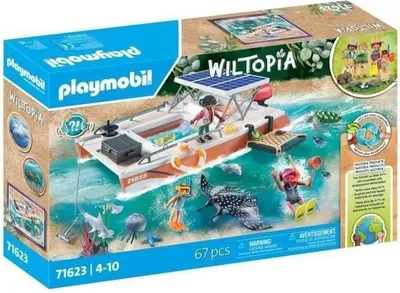 Zdjęcie produktu dla PLAYMOBIL Wiltopia: Bateau de surveillance des récifs coralliens, 67 elementów, dla dzieci od 4 lat (71623)