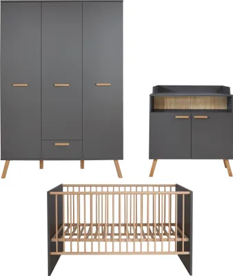 Produktbild von trendteam Babyzimmer 3-teilige Kombination Mats Grau Melamin