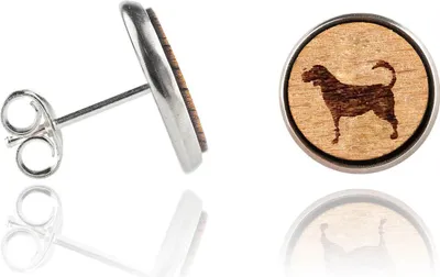 Produktbild von Holzohrstecker Edelstahl mit Hunderasse Labrador in Buchenholz