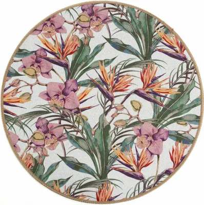 Image de EUROFIRANY | Dessous de verre - 38 cm - motif Strelitzia - Boho - Décoratif - vert violet - Set de table