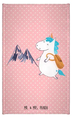 Produktbild von Mr. & Mrs. Panda Handtuch Einhorn Bergsteiger - Rot Pastell - Geschenk, Urlaub, gäste wc, Unicorn, Kleines, Gäste-WC, Mini-Handtuch, Reisen, Einhörner, Klein