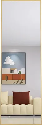Produktbild von Ganzkörperspiegel 162×53 cm - Standspiegel / Wandspiegel - Rechteckig - Metallrahmen - Modernes Design - Gold