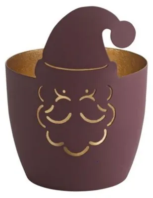 Produktbild von Gift Company Windlicht Madras Weihnachtsmann Burgunder Gold
