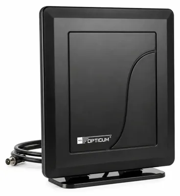 Produktbild von Opticum Smart HD550 DVB-T2 Zimmerantenne aktiv mit Verstärker 9dB – Full HD H.265 HEVC, DAB+ & FM Radio, 5V Speisung über Koaxialkabel, für TV & Receiver, Wohnung Camping Wohnmobil, schwarz