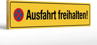 Produktbild von Holzschild  Ausfahrt freihalten gelbes Schild, 46x10 cm, Holzschilder Achtung Widerrechtlich