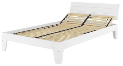 Produktbild von Weißes Doppelbett in Überlänge 160x220 Bettgestell Holzbett Massivholz Kiefer Weiß V-60.54-16-220WFederholzrahmen inkl.
