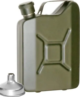 Zdjęcie produktu dla Termos ze stali nierdzewnej Unyqoos® w kształcie kanistra, pojemność 150 ml, kolor oliwkowy, wytrzymały, z zakrętką, z lejkiem i w pudełku prezentowym, wymiary: 9,8 x 6,8 x 2,6 cm