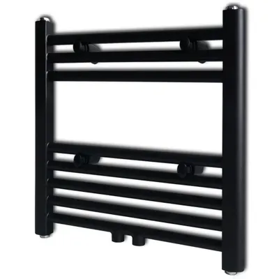 Image de Sèche-serviettes eau chaude à rails droits noir 480 x 480 mm