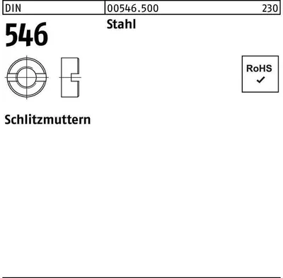 Produktbild von Reyher  Schlitzmuttern DIN 546 Stahl M 10 (100 Stück)