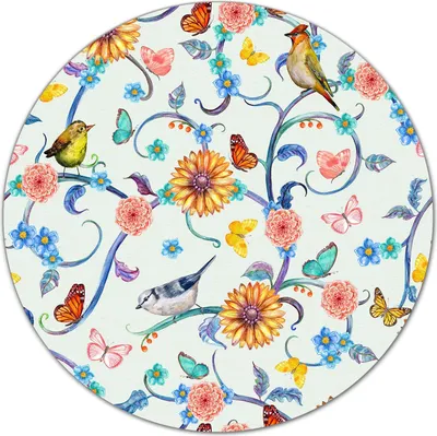 Produktbild von Glas-Herdabdeckplatte Glaskeramikkochfeld-Abdeckung Schneideplatten - 40 cm - Bunte Vögel Blumen