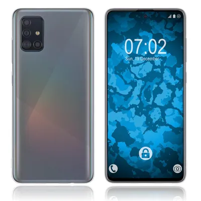 A smartphone shown from the back and front, displaying the lock screen.