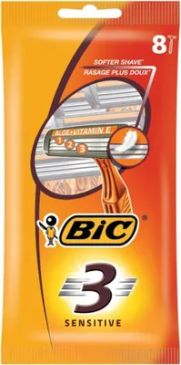 Zdjęcie produktu dla Bic 872874 Jednorazowa maszynka do golenia BIC 3 Sensitive, dla mężczyzn, opakowanie 8 szt