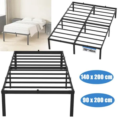 Produktbild von Gliese Doppelbettgestell, Bett, 140 x 200 cm, mit Kopfteil, Metallbett, Bettrahmen, Unterbettaufbewahrung, modern, Gästebett