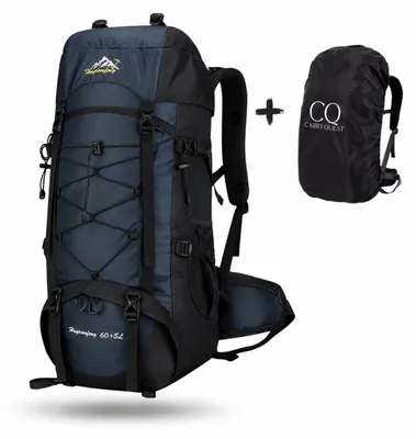 Productafbeelding van CarryQuest® - Rugzak 65 liter, polyester, met regenhoes, donkerblauw