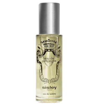 A clear studio shot of a bottle of Sisley Eau de Campagne Eau de Toilette.