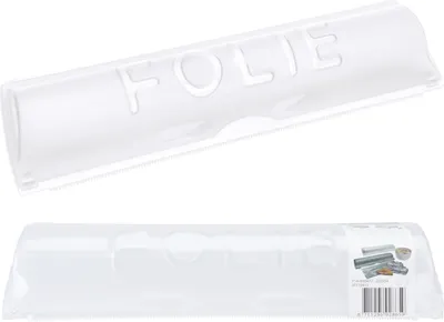 A clear product shot of a plastic dispenser for cling film or aluminum foil.