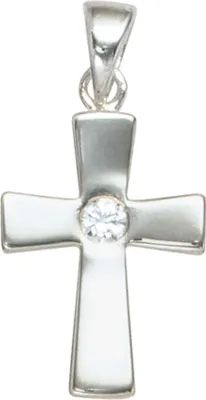 Produktbild von JOBO Anhänger Kreuz 925 Sterling Silber rhodiniert 1 Zirkonia
