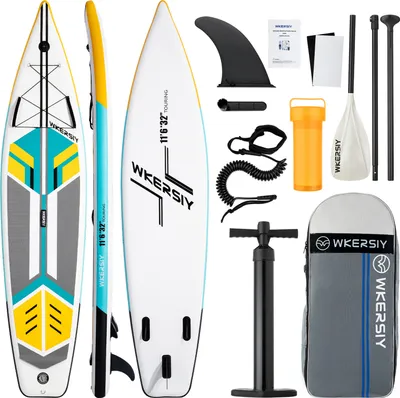 Obrázek produktu pro WKERISY Stand Up Paddle Board, SUP Paddle Board Set, nafukovací surfovací prkno + pádlo Surf Board Paddling Paddle Board, 350 * 81 * 15 cm, nosnost 380 liber
