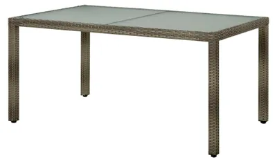 Produktbild von Gartentisch aus Polyrattan für den Außenbereich, wetterfest, 150x90x75 cm, mit Hartglas