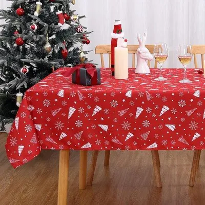 Obrázok produktu pre Umývateľné vianočné obrusy Obrus Xmas Obrus Obdĺžnikový extra nízky obrus Snehové vločky Dekorácie Obrus na oslavu v obývačke, 54x108 palcov