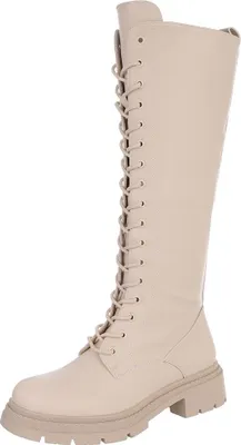 Produktbild von Ital-Design Damen Stiefel Schnürstiefel  Lederoptik Plateaustiefel 90109843 Beige Gr.  36