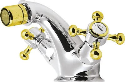 Produktbild von Bidet-Armatur, Retro Nostalgie, Antea Bidet-Batterie, Chrom-Profil ,goldern Wasseranschluss 3/8"