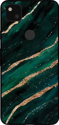 Image de Housse de téléphone portable pour Google Pixel 4A avec impression marbrée - TPU Backcover Case Marble Design - Vert Or