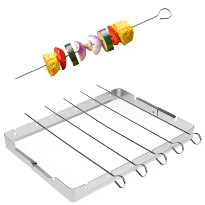Produktbild von bremermann 6 Grillspieße mit Halterung / Edelstahl BBQ Grillspießhalter-Set