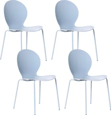 Produktbild von BELIANI Gartenstühle 4er Set Hellblau Kunststoff Indoor Outdoor Stapelbar Ohne Armlehnen Moderner Stil Esszimmerstühle Plastikstühle
