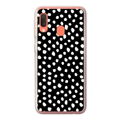 Produktbild von MuchoWow® Handyhülle Schutzhülle Hülle für Samsung Galaxy A20e Polka dots - Schwarz - Weiß Silikon Softcase Handy Hülle - Abdeckung