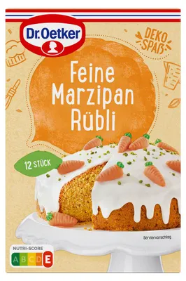 Produktbild von Dr. Oetker Feine Marzipan Rübli Kuchendeko 12 Stück Packung 42g
