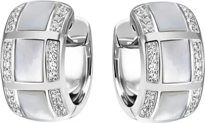 Produktbild von JOBO Creolen 925 Silber 48 Zirkonia 6 Perlmutt-Einlagen Ohrringe