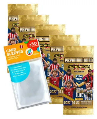 Image de Lot comprenant des cartes de collection FIFA 365 Adrenalyn XL 2027 : 5 boosters Premium GOLD + des pochettes de rangement exclusives
