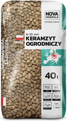 Produktbild von Nova Minerals Keramsit Blähton für den Garten Tongranulat zur Drainage (8-20 mm) 40L – Hochwertiger Keramischer Zuschlagstoff für Drainage, Mulchen, Hydroponik und Bodenverbesserung